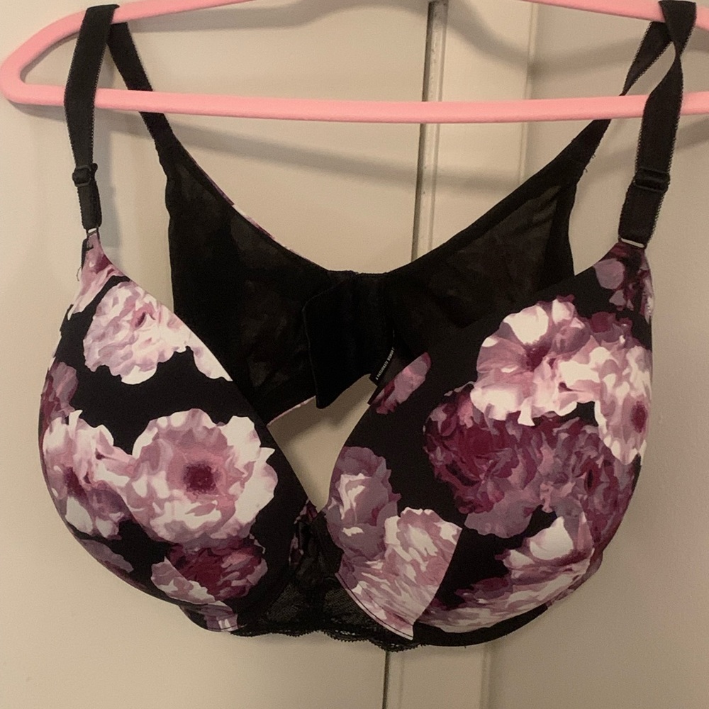 Torrid Curve Black Floral 360 Back Smoothing T-shirt Push-up Bra